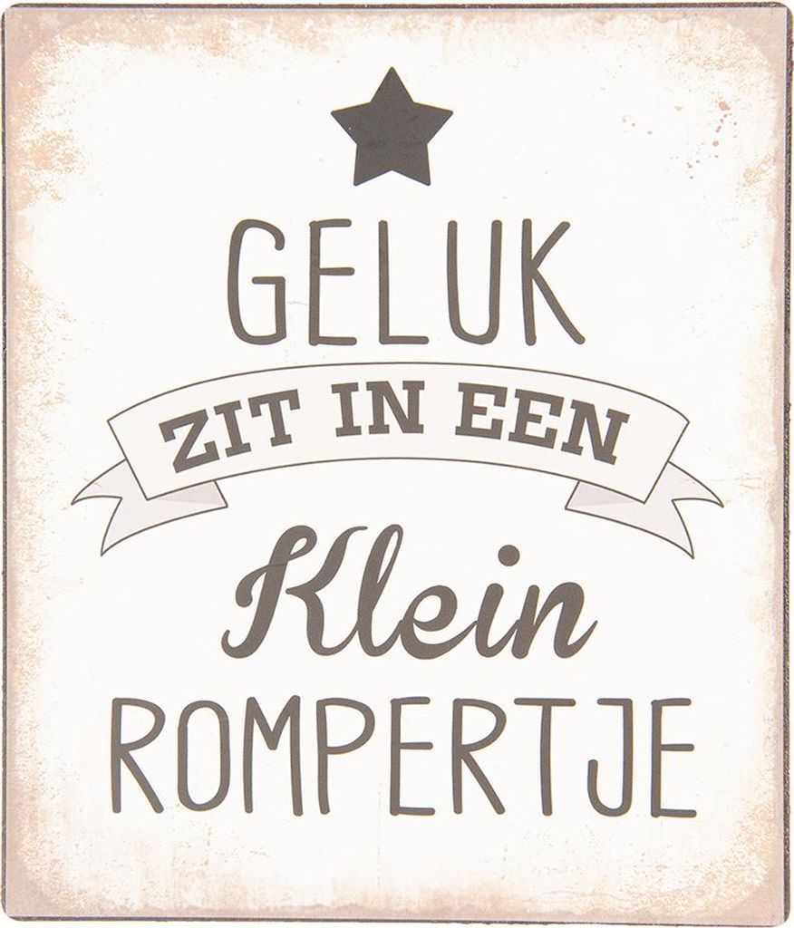 Clayre & Eef Textschild 13x15 cm Beige Metall