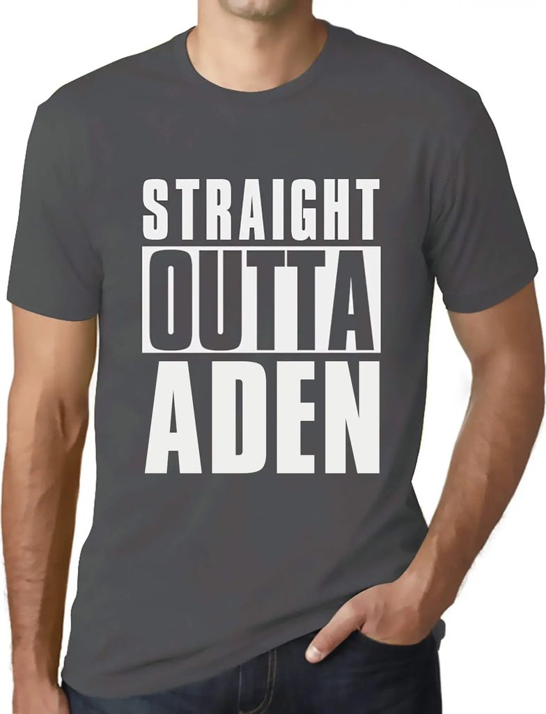 Herren Grafik T-Shirt Straight Outta Aden Öko-Verantwortlich Vintage Jahrgang Kurzarm Lustige Druck Geburtstag Geschenk Mann