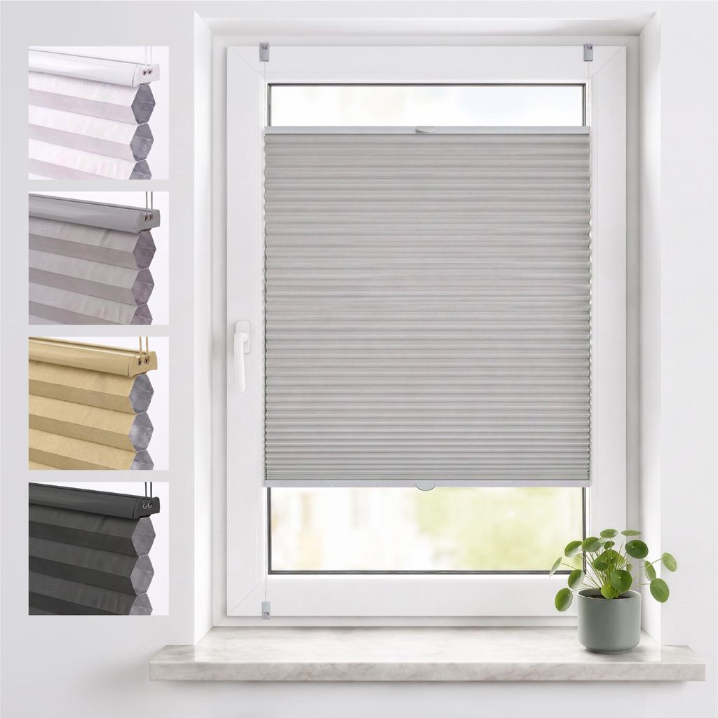Sonello Wabenplissee Klemmfix ohne Bohren 85cm x 160cm Grau Produktbild 