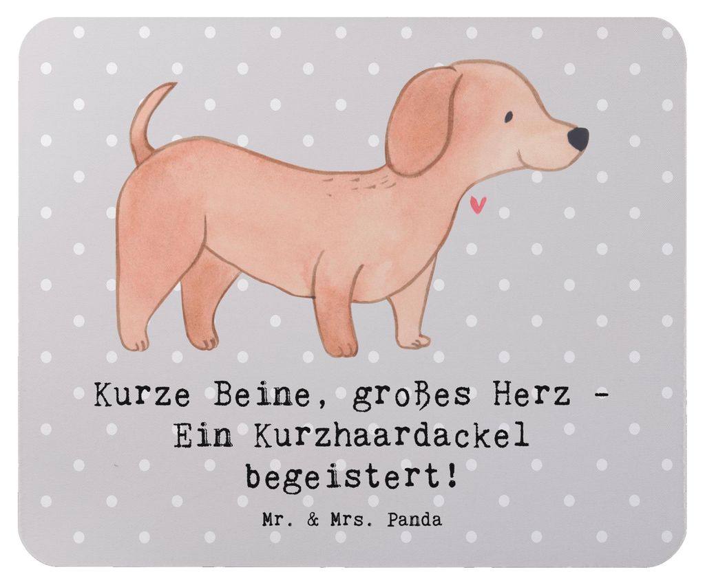 Mr. & Mrs. Panda Mousepad Kurzhaardackel Herz - Grau Pastell - Geschenk, Dackel Pflege, Hunderassen Charakter, treue Begleiter, Mauspad, Hundeliebh...