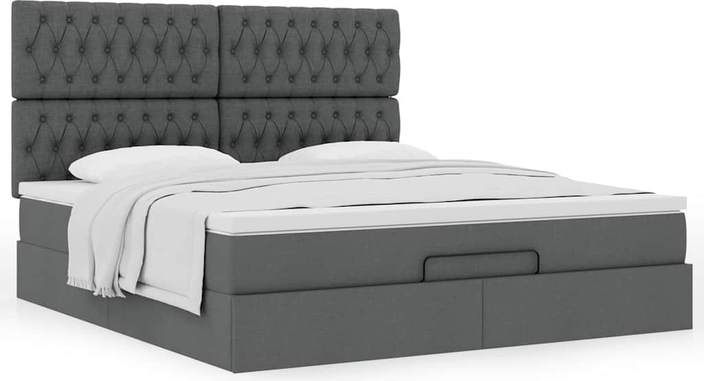 Maison Exclusive - Ottoman-Bett mit Matratze Dunkelgrau 180x200 cm Stoff