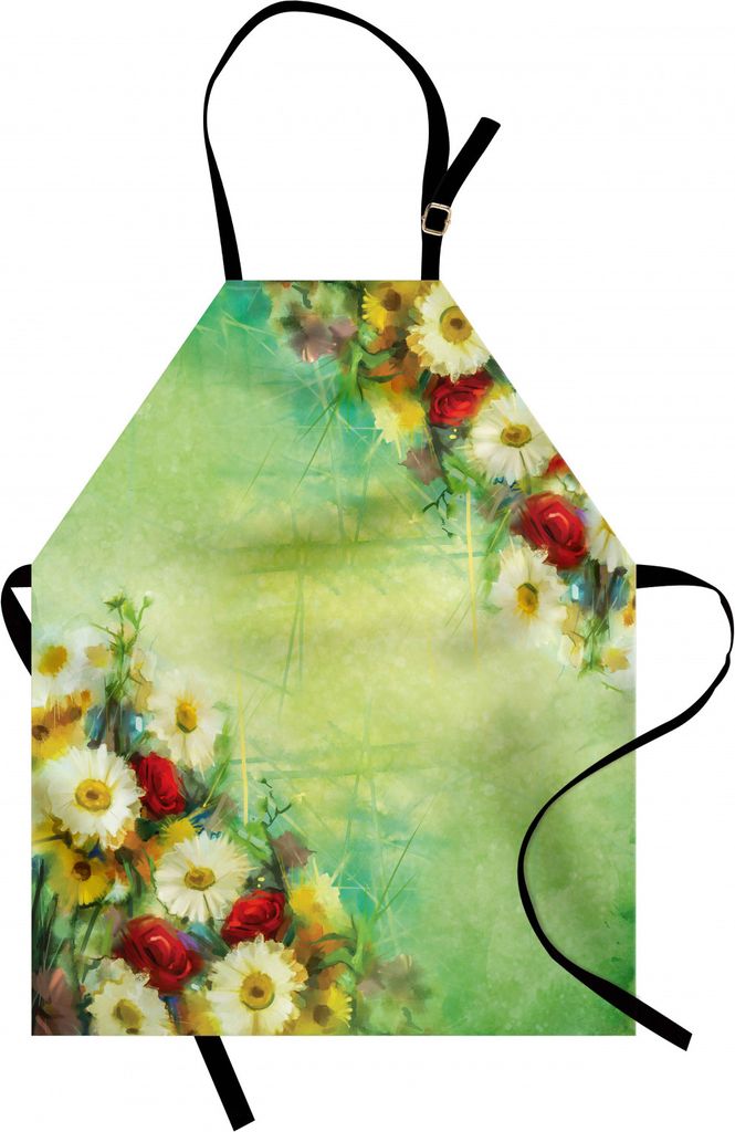 ABAKUHAUS Blume Kochschürze, Vintage Bouquet Design in Freshening Pastell Farben Mutter Erde Natur geboren, Farbfest Höhenverstellbar Waschbar Kl...
