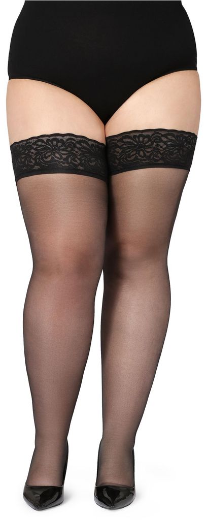 Bellivalini Damen halterlose Strümpfe mit Spitze Plus Size Produktbild 