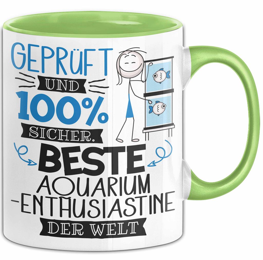 Beste Aquarium-Enthusiastin Der Welt Tasse Geschenk für Eine Aquarium-Enthusiastin Und Sicher Geschenkidee Geburtstag Weihnachten (Grün)