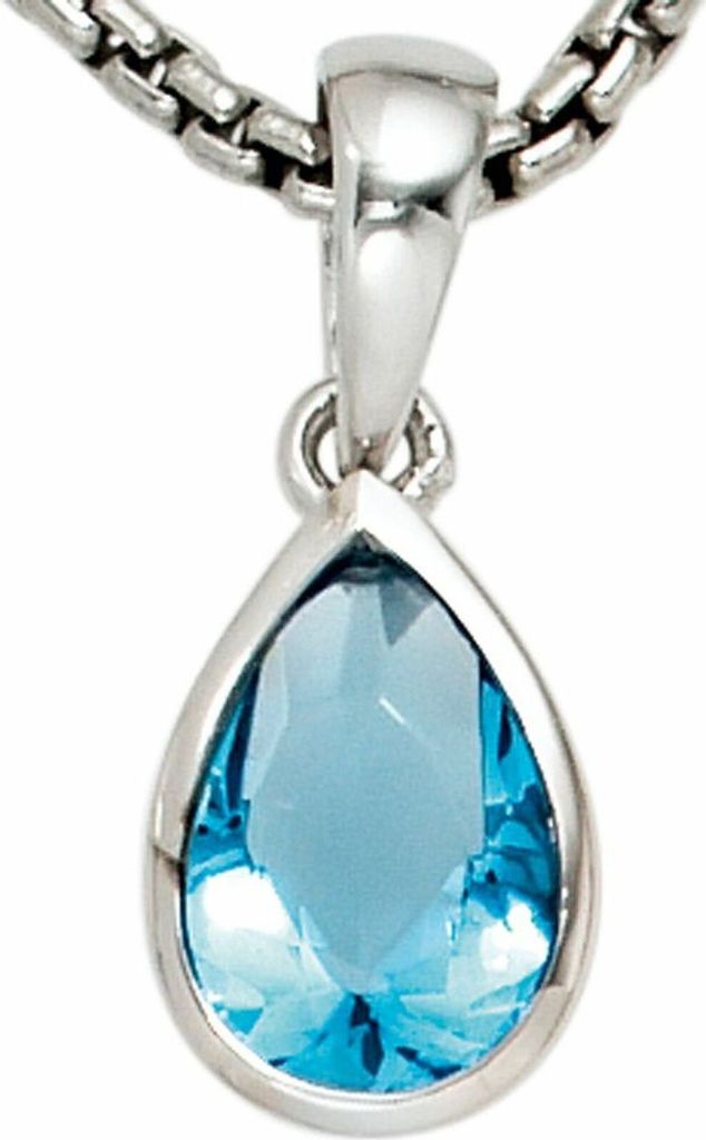 JOBO Anhänger 925 Sterling Silber rhodiniert 1 Zirkonia blau