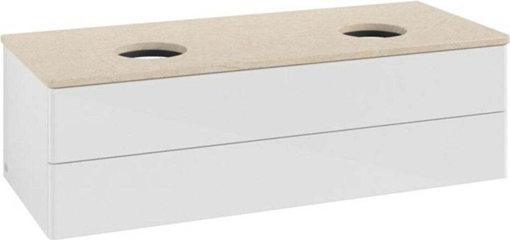 V&B Waschtischunterschrank ohne Frontstruktur, mit Beleuchtung Antao 120x36x50cm, WBP botti., glo wh. Lac