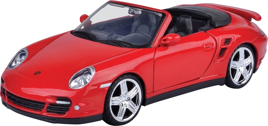 Motormax Porsche 911 997 Turbo Cabrio Rot – 1/24 Modellauto, Ca. 18 Cm, Aus Metall & Kunststoff