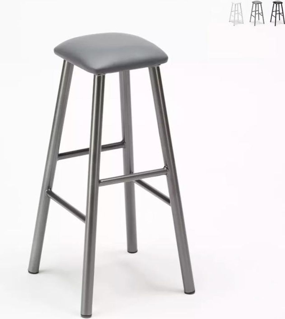 Industrieller Hocker aus Metall mit Kunstlederpolster Hardness - Grau