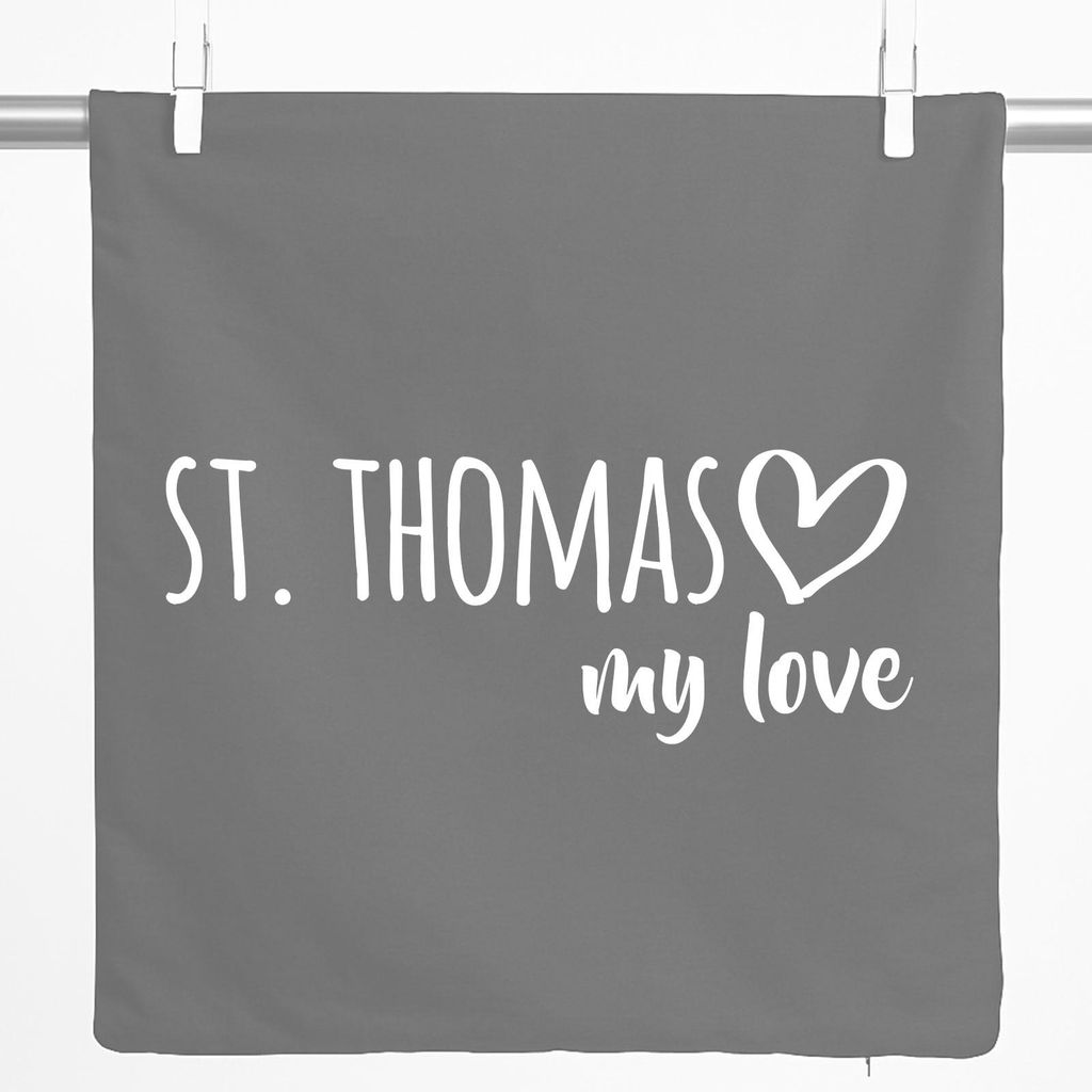 Huuraa Kissenbezug St. Thomas my love 40x40cm Steel Grey Baumwolle Dekokissenbezug Geschenkidee