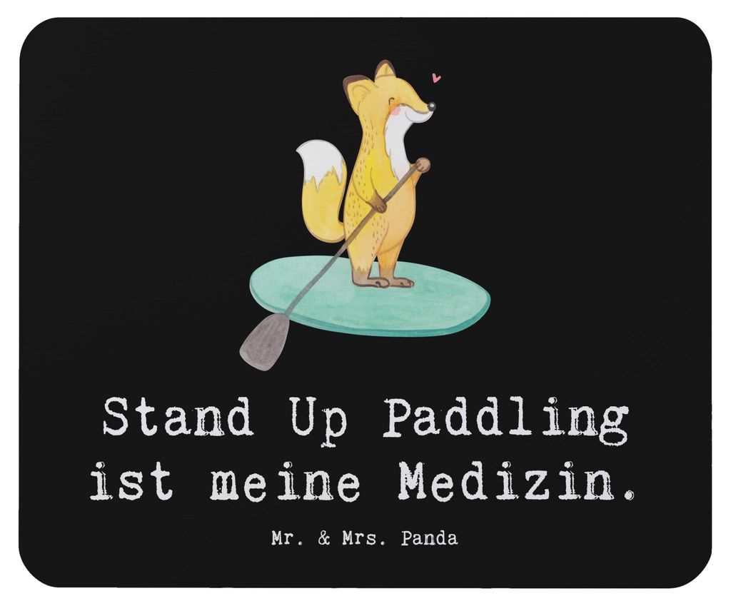 Mr. & Mrs. Panda Mauspad Fuchs Stand Up Paddling - Schwarz - Geschenk, pc, Paddle, Mousepad, Mouse Pad, Boarding, Subben, laptop, SUB