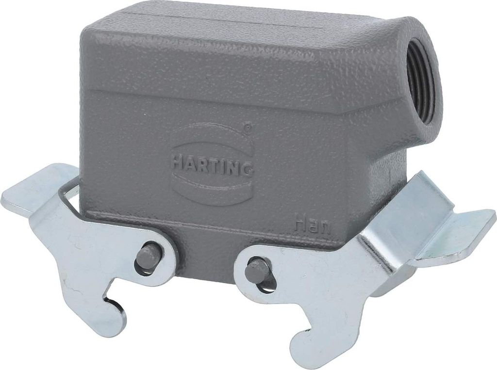 HARTING Han 10B Tüllengehäuse niedrig, 1xM20 seitlicher Kabelabgang, mit 2 Querbügeln Verschraubung M20 Klemmbereich