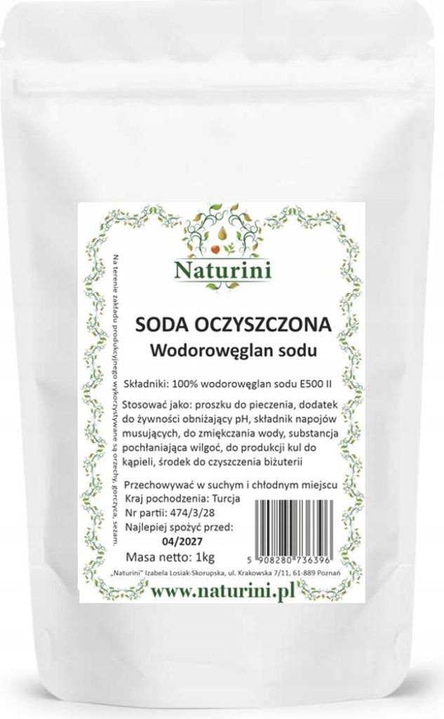 SODA OCZYSZCZONA spożywcza wodorowęglan sodu 1kg Naturini Zdjęcie produktu 