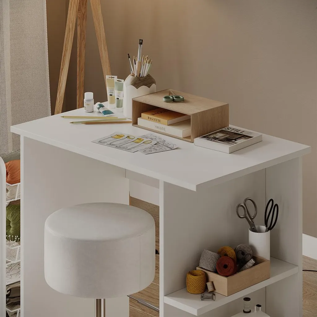 Bureau Télétravail Compact Vicco 80x50 cm Idéal pour Chambre et Enfant