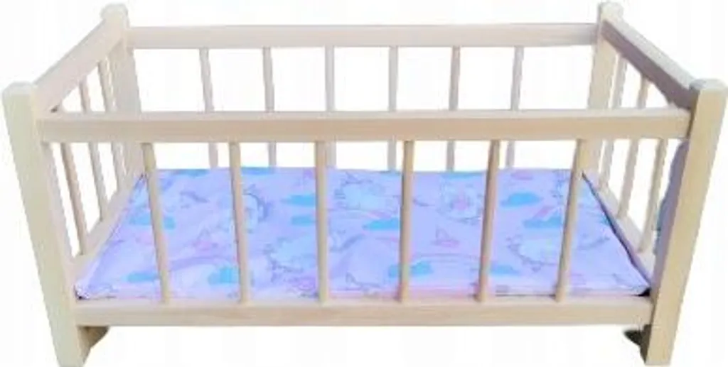 Lit de poupée en bois 37 cm - Berceau miniature robuste pour jouets