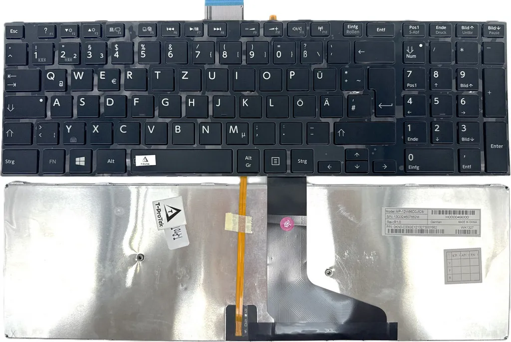 Clavier d'ordinateur portable rétroéclairé noir brillant P/N 14A38161442M