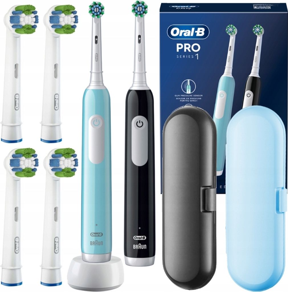 Oral-B | Elektrische Zahnbürsten - Pro Series 1 - 2er Set - Schwarz und Blau - Effektive Zahnreinigung - 3 Reinigungsmodi