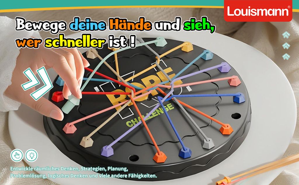 Brainy Knots Rope Challenge Puzzle | Knobelspiel Mit Verdrehten Seilen Zum Entwirren | Logikspiel Für Familie & Kinder