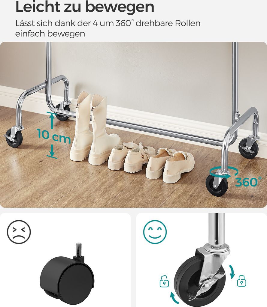 Chromowany wieszak na ubrania mobilna garderoba 150 cm Zdjęcie produktu 18