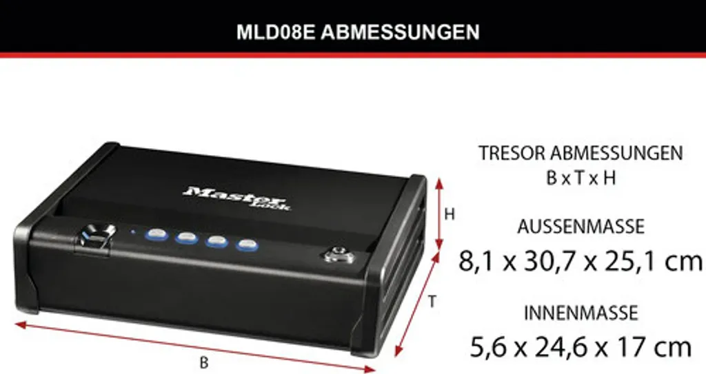 Coffre de sécurité MasterLock MLD08E autonome à code digital noir