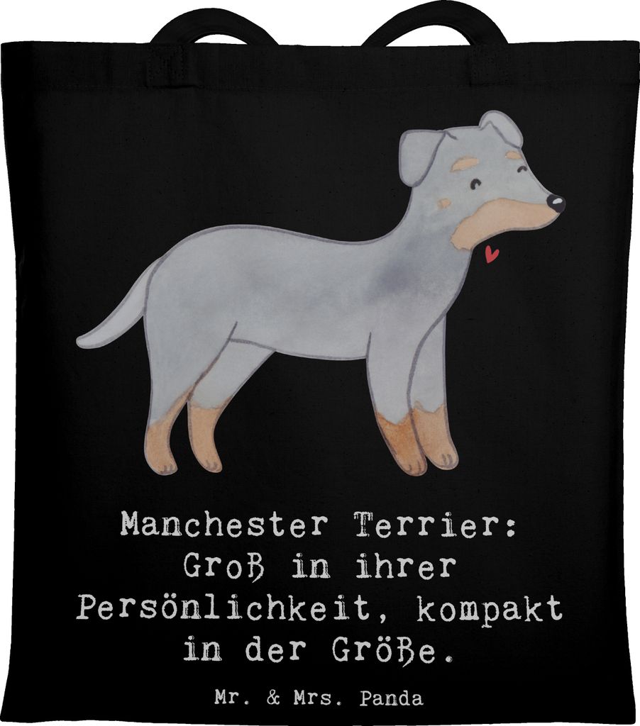 Mr. & Mrs. Panda Tote Bag Manchester Terrier Persönlichkeit - Schwarz - Geschenk, eleganter Hund, Hunderassen Vielfalt, Laptoptasche, Hunderasse, ...