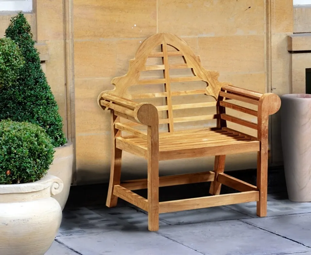 Fauteuil de jardin durable en teck massif résistant intempéries - 3