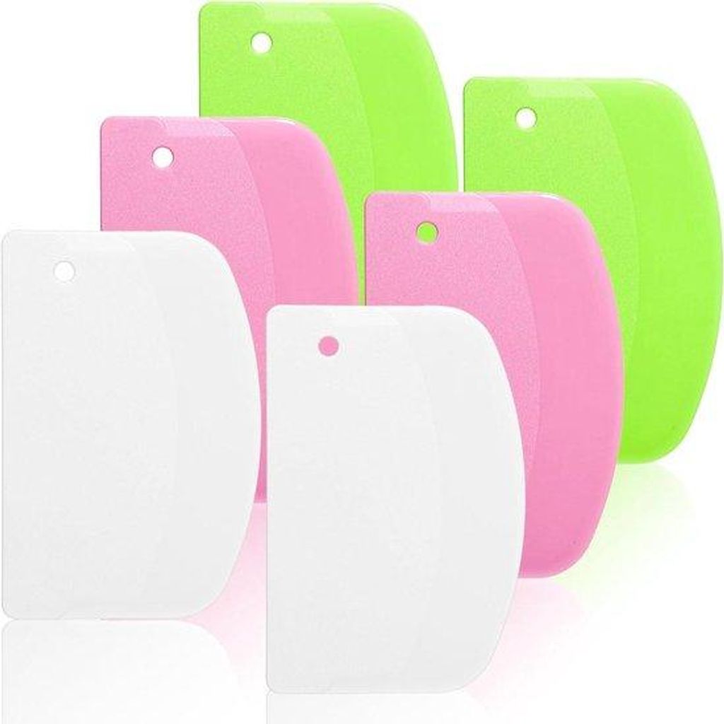 Flexibele deegschrapers - Set mit 6 Teilen - Selbstgemachte Brote - Plastik - Grün, Rosa, Weiß - 53 x 354 cm