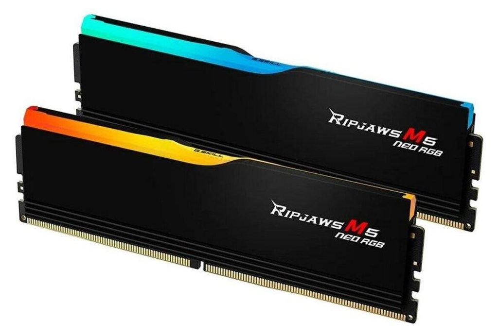 Two RAM modules with RGB lighting are shown against a white background.