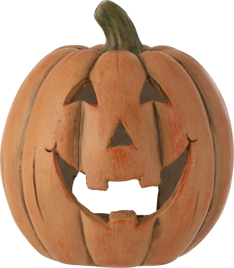 J-Line Citrouille Halloween argile caramel déco automnale 25cm