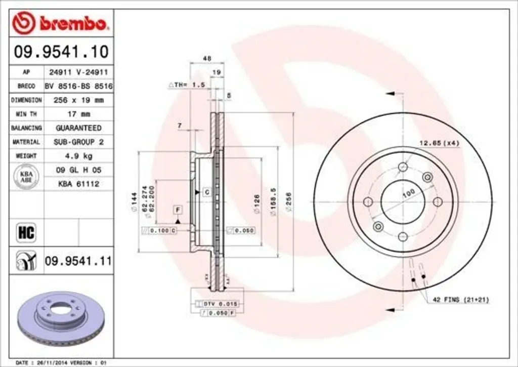 Supprimer les Vibrations au Freinage sur Getz : Disque Brembo 09.9541.10