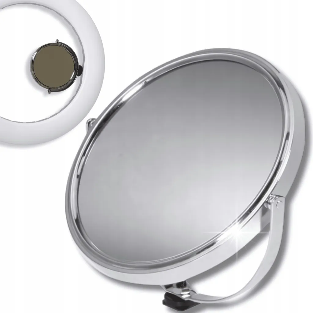 Specchio Trucco Bifacciale OMNA 20cm Acciaio Inox Ingranditore Rotante
