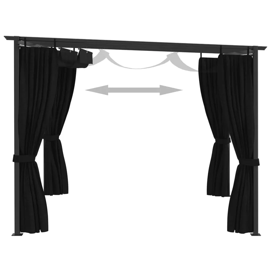 Tonnelle de Jardin Pavillon 4x3m Anthracite avec Toit de Protection - 6