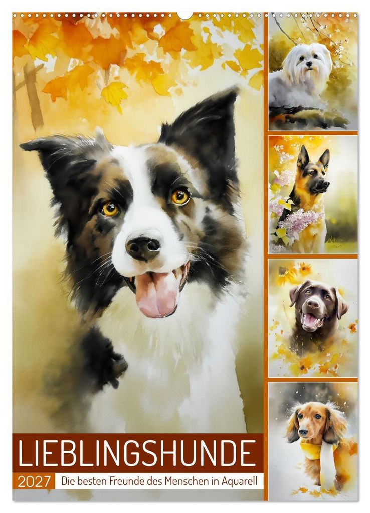 Lieblingshunde (Wandkalender 2027 DIN A2 hoch), CALVENDO Monatskalender