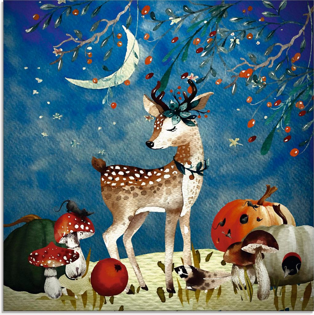 ARTland Glasbild Das müde Reh Größe: 20x20 cm