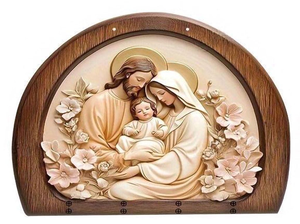 Christlicher Schlüsselhalter aus Holz, 2D-Motiv mit Jesus- und Kommunionsmotiv, Schlüsselanhänger mit 4 Haken, religiöser Wandschlüsselhalter ...