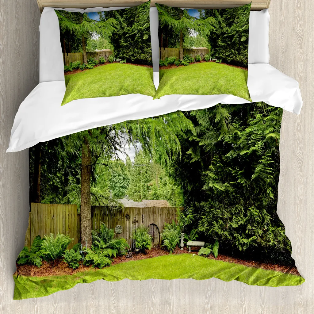 Offerta Set ABAKUHAUS Copripiumino 200x200 Verde Bosco Antiacaro