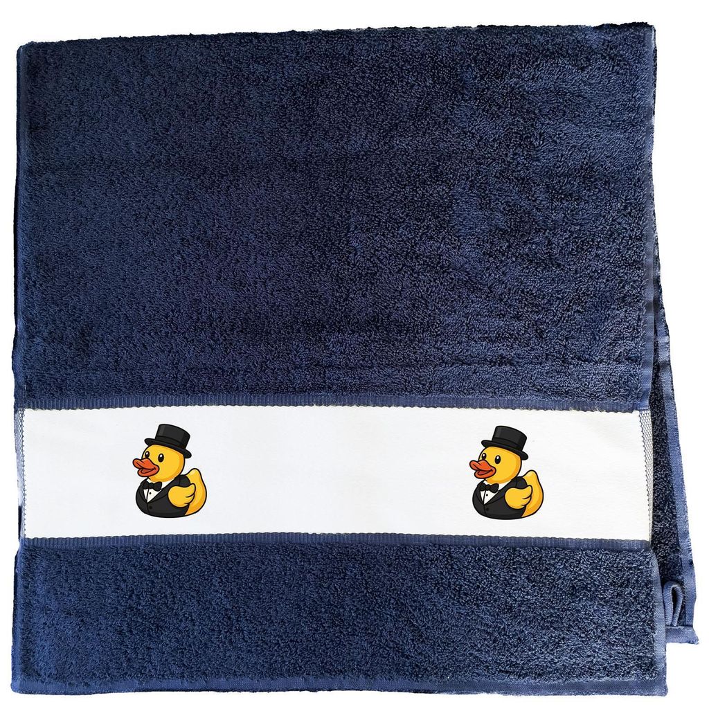 Huuraa Handtuch Quietscheente Bräutigam Gummiente Hochzeit 50x100cm French Navy Baumwolle Handtuch Geschenkidee