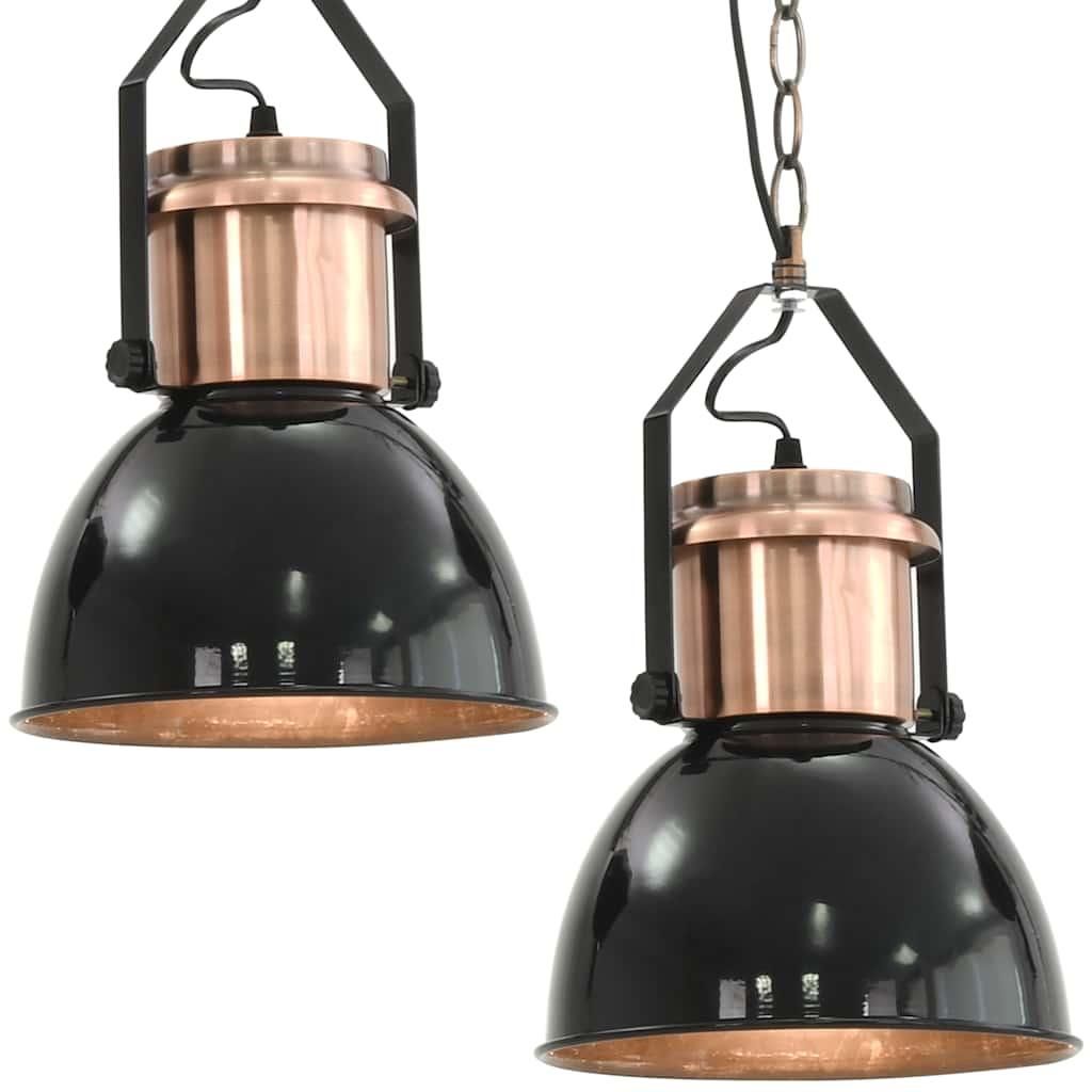 vidaXL Plafonnier 2 pcs. noir rond E27 Image du produit 