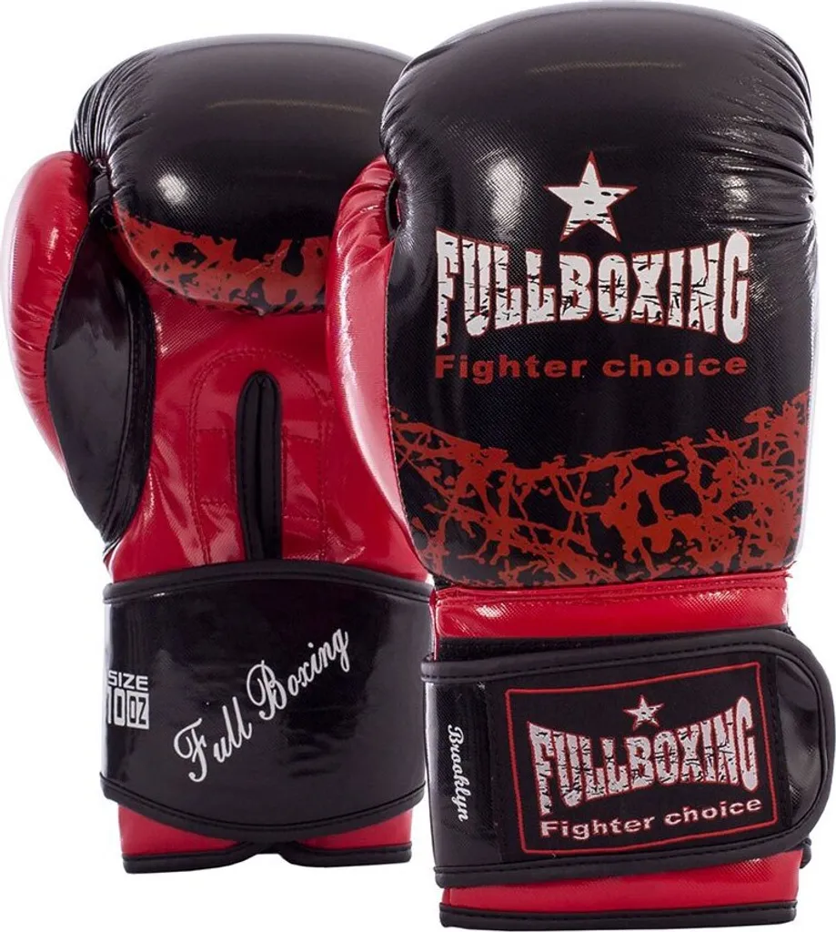 Gants de boxe rouges Fullboxing Brooklyn 14 oz en cuir synthétique