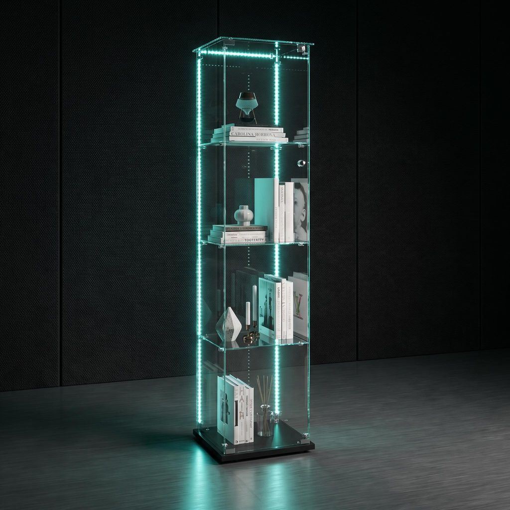 INONEFT Glasvitrine Standvitrine mit LED und Schloss – Produktbild 