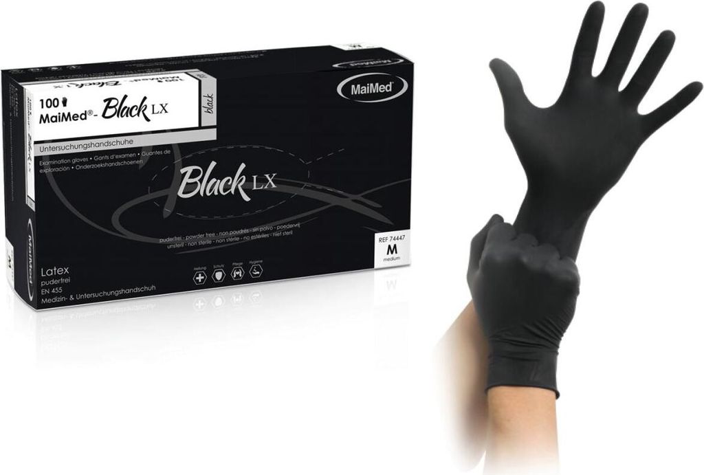 MaiMed Einmalhandschuhe Black Latex Größe L, 100 Stück, Produktbild 8