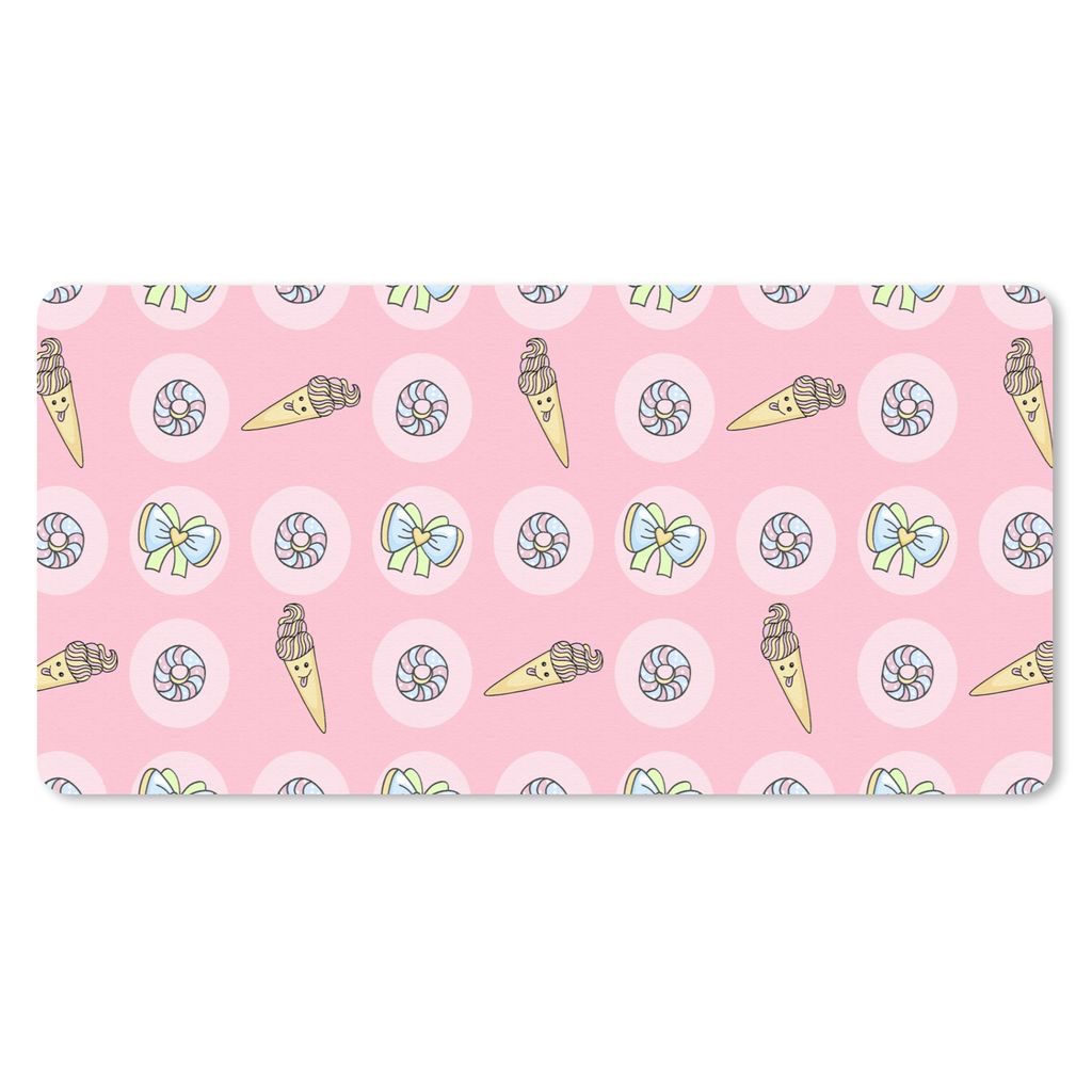 MuchoWow Schreibtischunterlage Donuts - Kawaii - Muster - Pastell 80x40 cm - XXL Mauspad - Gaming Mauspad