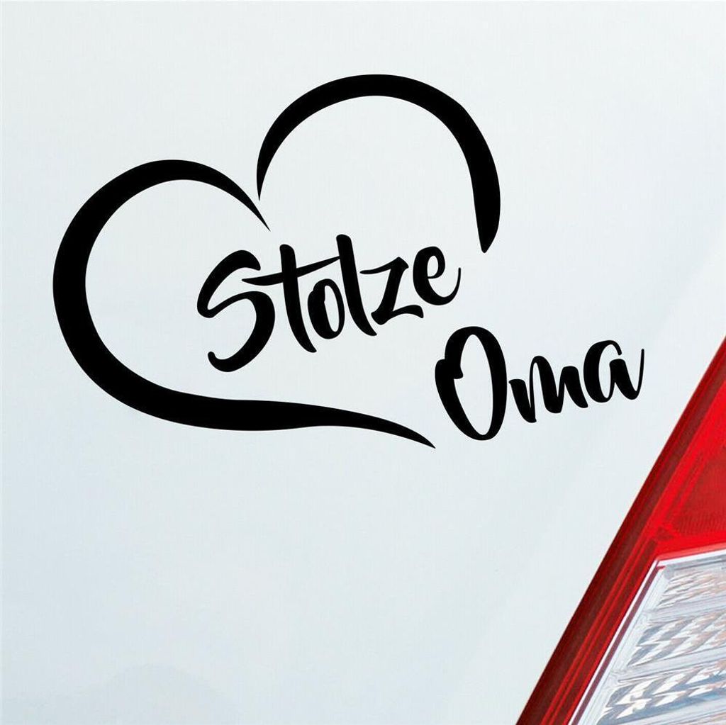 Auto Aufkleber Stolze Oma Liebe Herz Großmutter Enkel 14x10 cm Schwarz Glanz Sticker Heckscheibenaufkleber