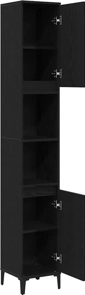 vidaXL Armoire de salle de bain avec porte noire imitation Image du produit 