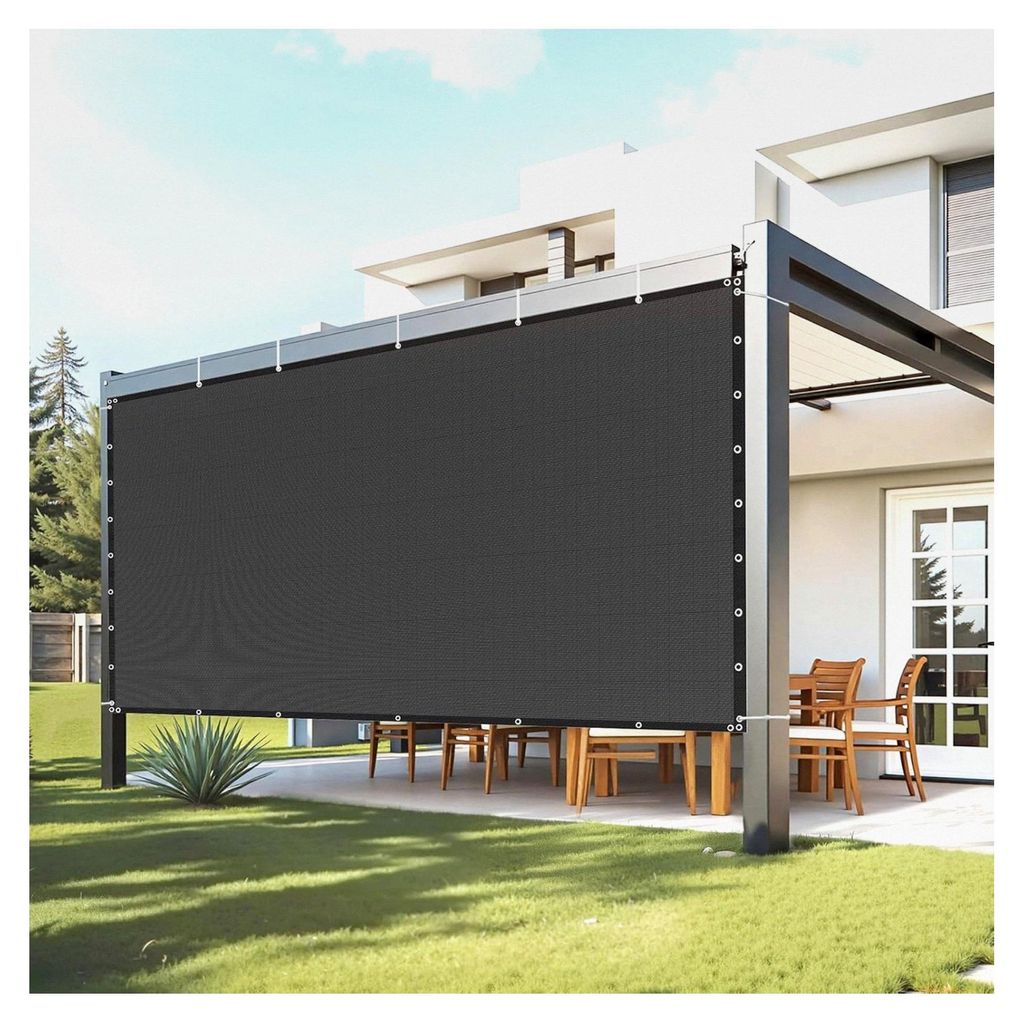Sonnenschutztuch mit 90% Sichtschutz und Schattenabdeckung (244 x 366 cm) für Pergola, mit Edelstahlösen, Sonnensegeltuch aus 140 g/m² HDPE-Mate...