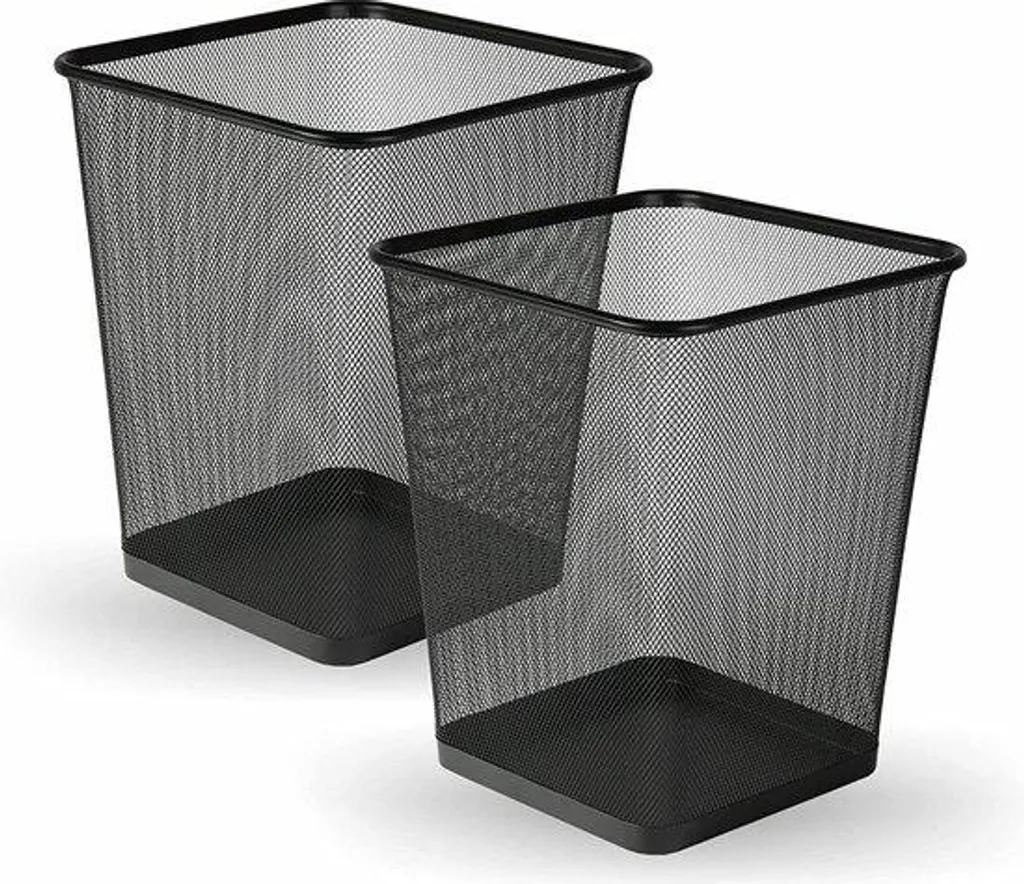 Duo de pots design en papier noir et support en métal noir mat élégant