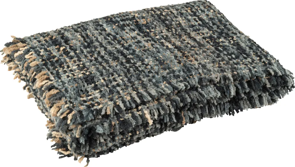 Plaid Tweed J-Line Bleu et Blanc 180x130cm : Confort et Style Durable