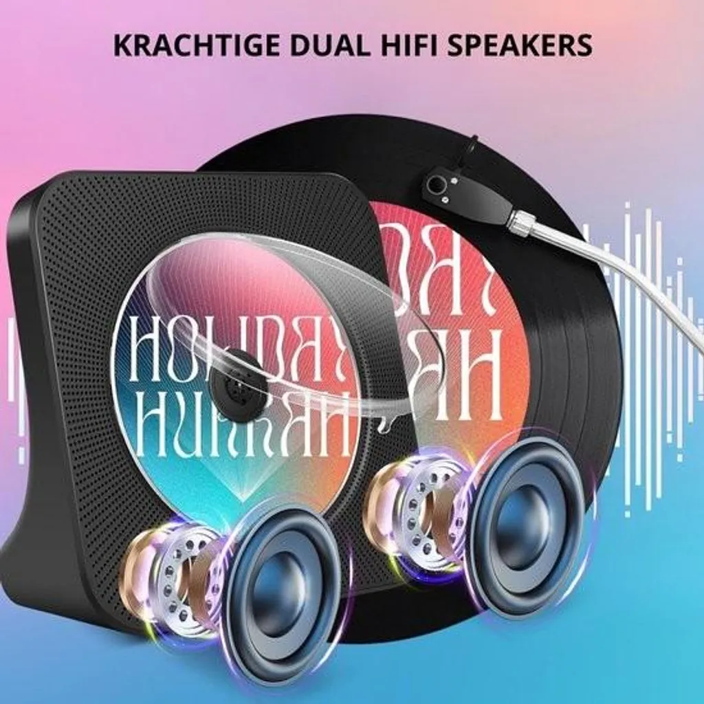 Lecteur CD Stellar Bluetooth avec Haut-parleurs et Télécommande Blanc