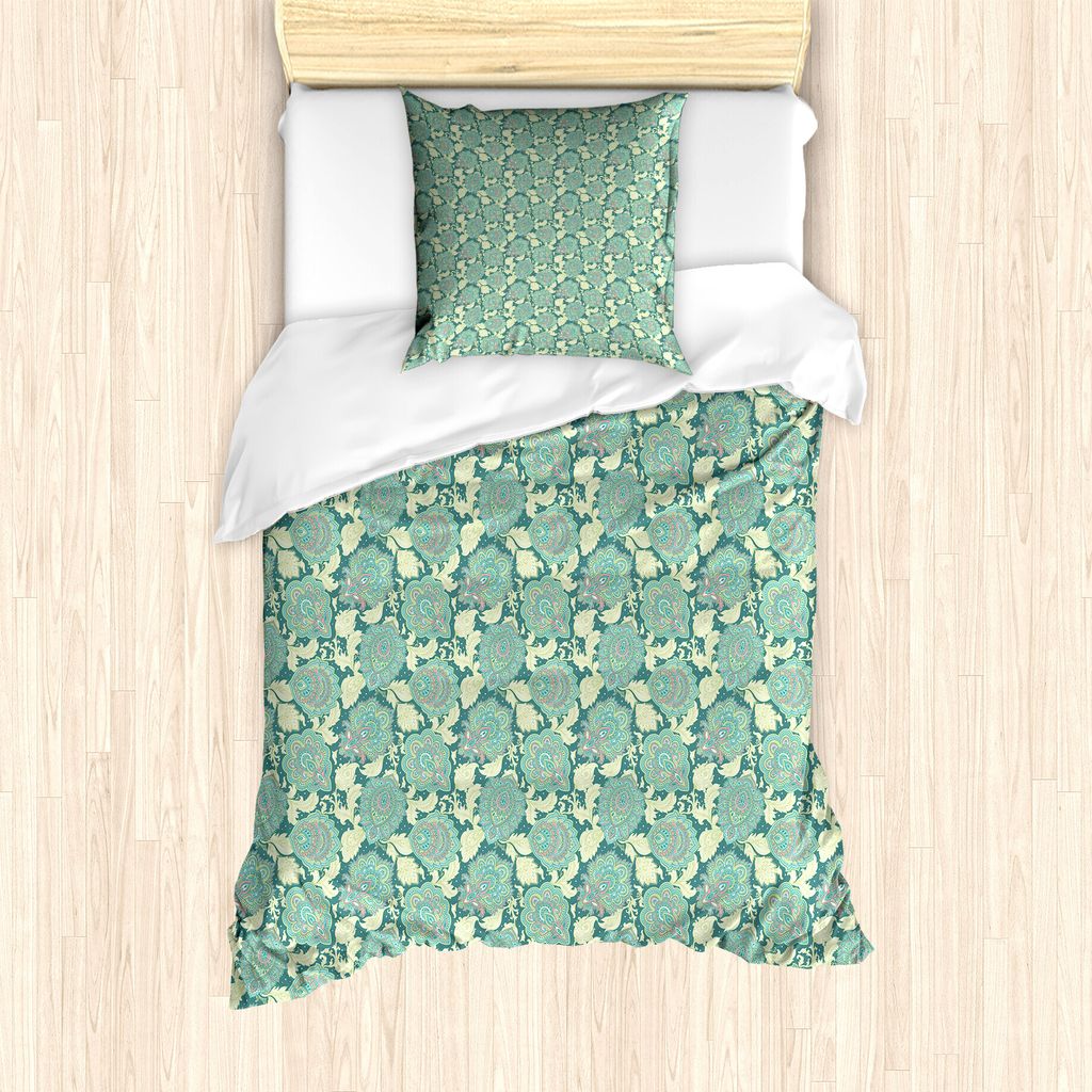ABAKUHAUS Blumenweinlese Bettbezug Set für Einzelbetten, Aufwändige Motive, Milbensicher Allergiker geeignet mit Kissenbezug, 135 cm x 200 cm - 8...