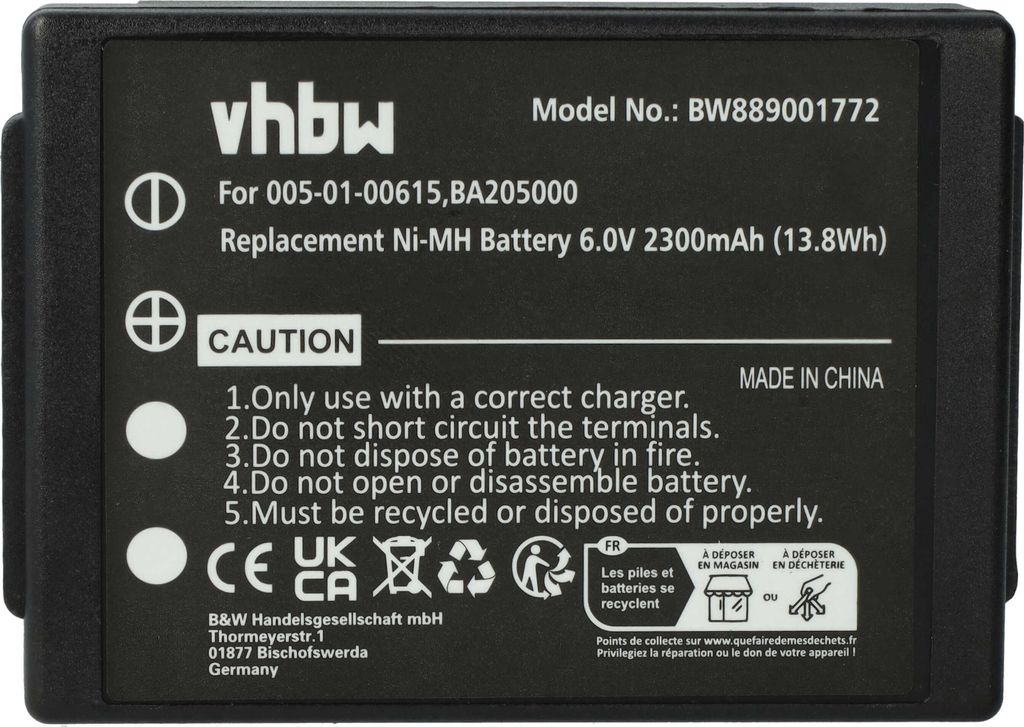vhbw Akku kompatibel mit HBC Radiomatic Eco Industrie-Funkfernsteuerung Fernbedienung (2300 mAh, 6 V, NiMH) - Schwarz