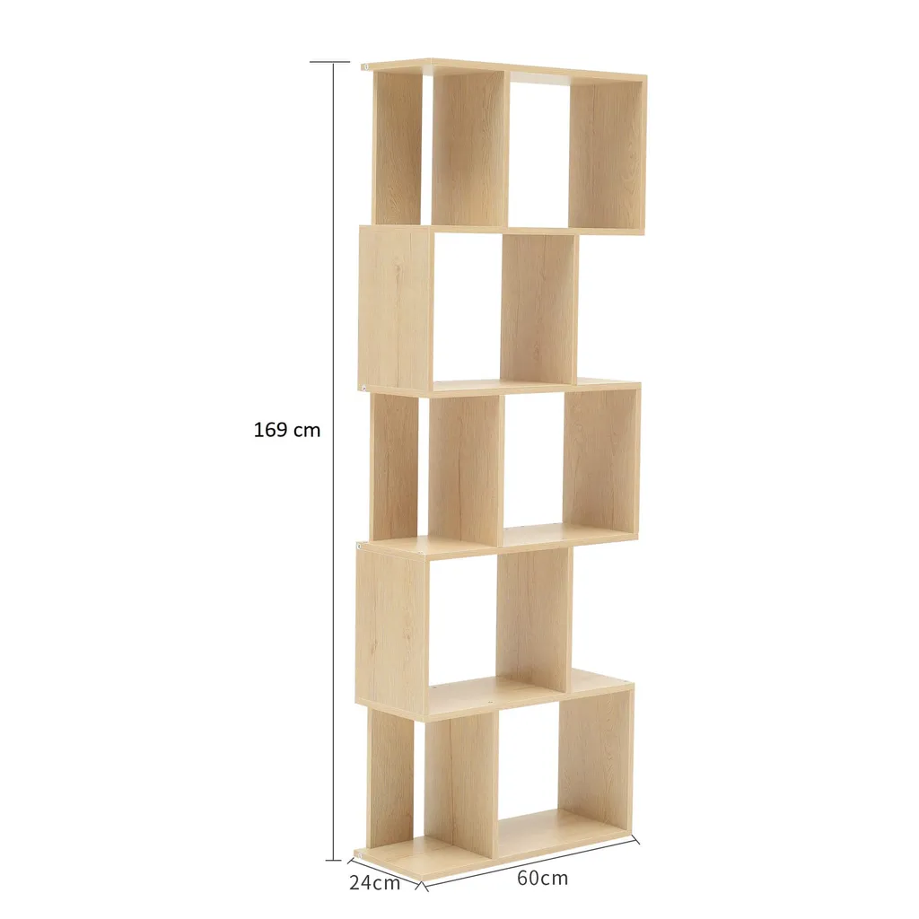 Meuble bibliothèque 5 cases en MDF chêne clair résistant et moderne - 3